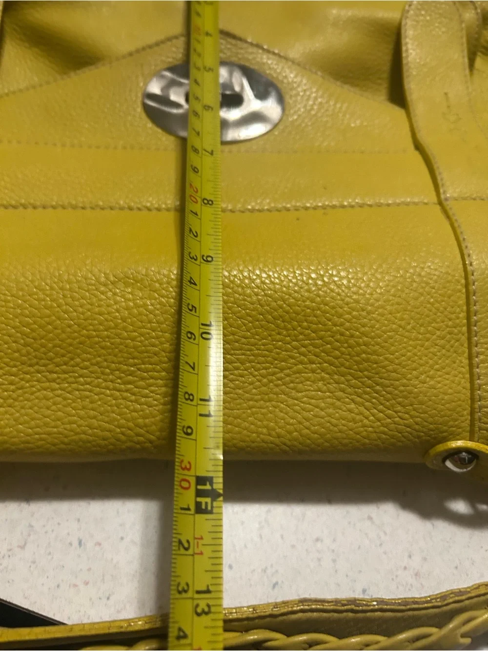 Pulicati Yellow Leather Satchel Handbag
